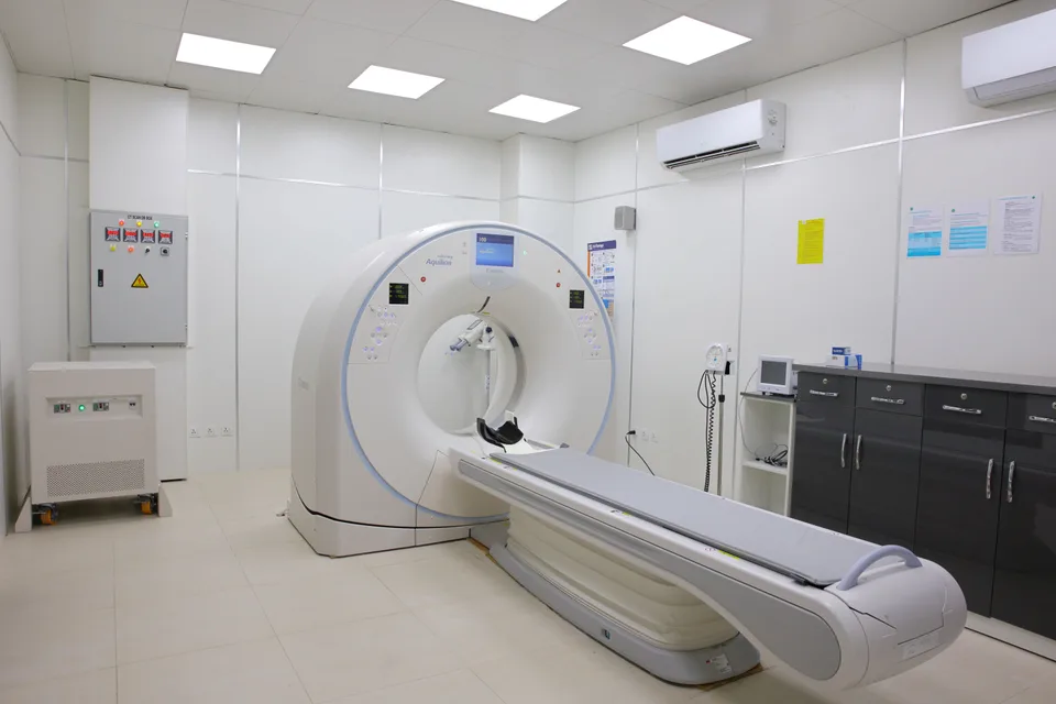 Medical diagnostic equipment in a hospital setting used for patient assessment.