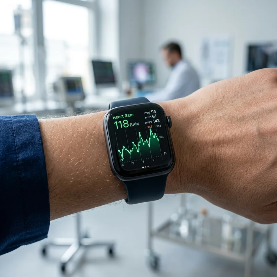 Smartwatch displaying detailed health and heart rate analytics