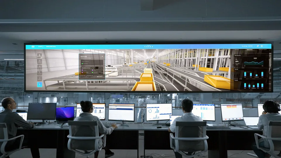 Security operations center with multiple monitors showing dashboards